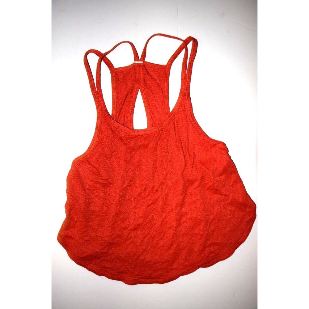 EUC LULULEMON WOMENS ACTIVE RED ORANGE RACERBACK MESH TANK SIZE XS NO TAG